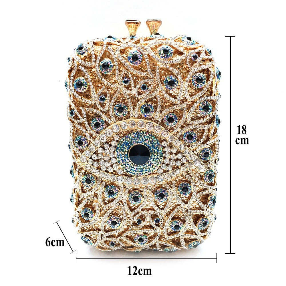 Metal Rhinestone Diamond-Studded Vertical Clutch Bag