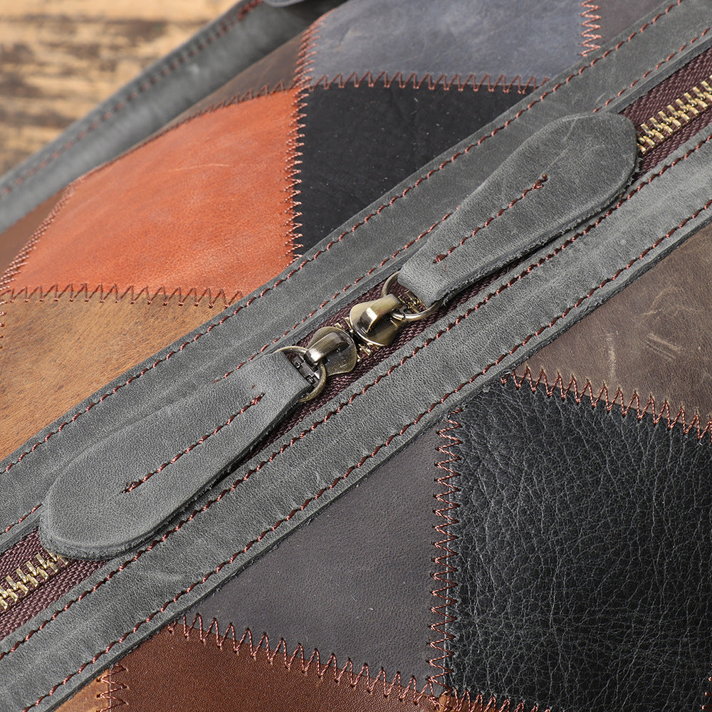 Sac de voyage losange vintage en cuir véritable pour homme