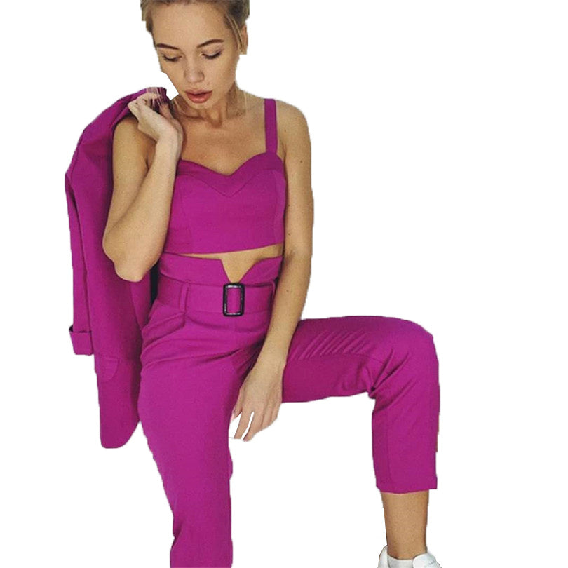 Women's solid color suit