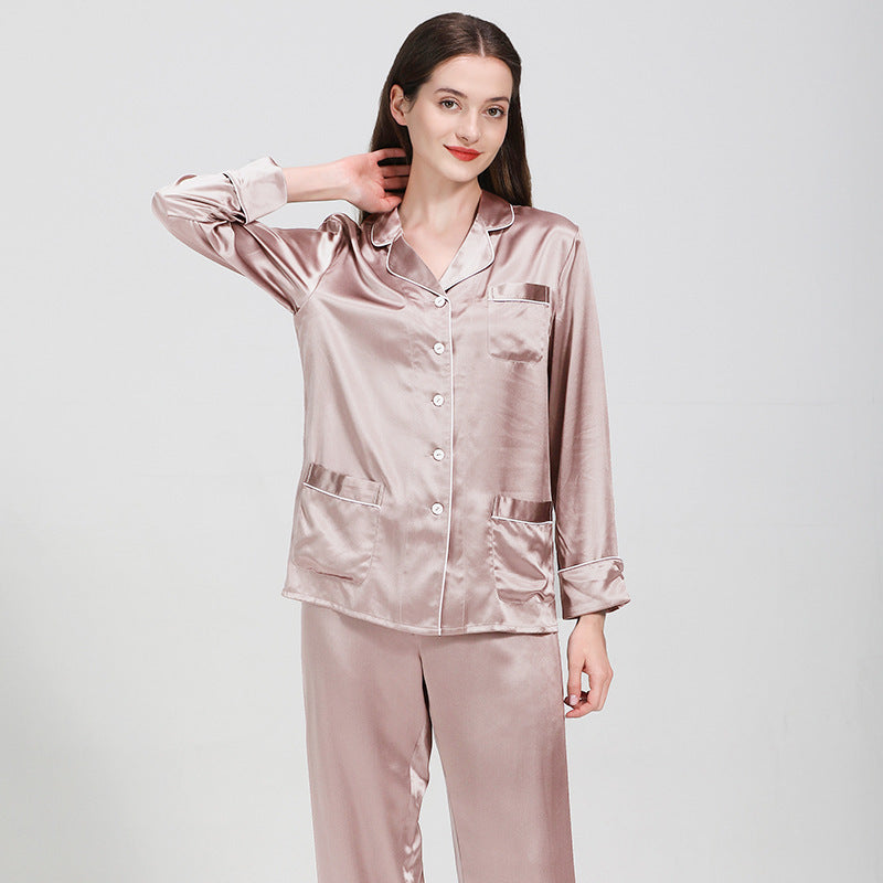 Ensemble de pyjama deux pièces en soie longue pour femme