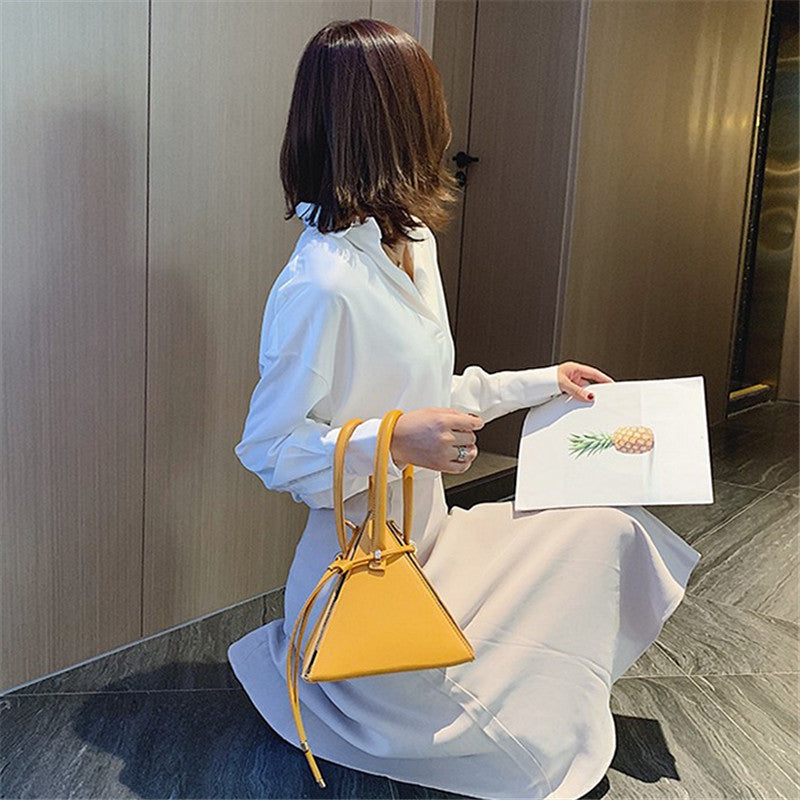 Fashion Mini Triangle Drawstring Shoulder Bag Diagonal Strap