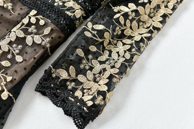 Embroidery Mesh Black Arabian Fashion Dress