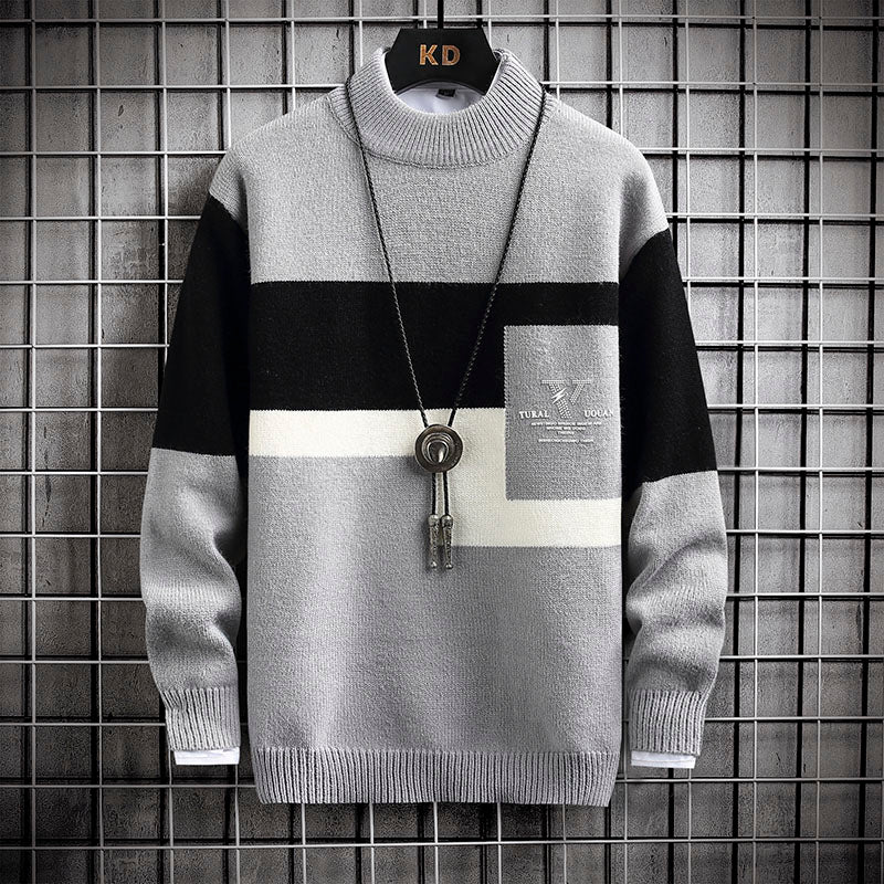 Men's Thickened Mink Velvet Loose Knit Sweater Mid-Neck Pullover