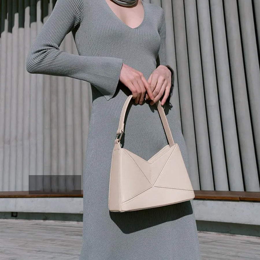 Plain Color Patchwork One-shoulder Bag