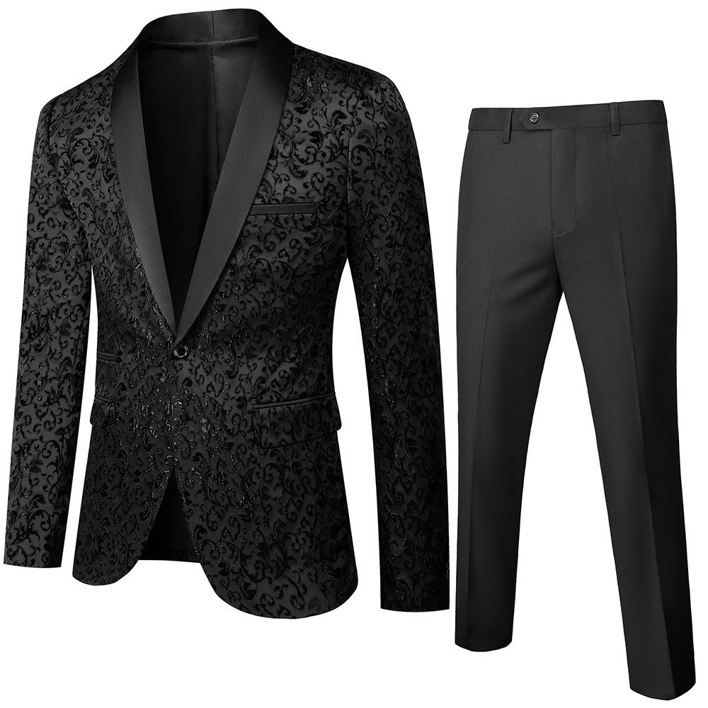 Costume deux pièces business décontracté coupe ajustée en polyester et coton pour homme