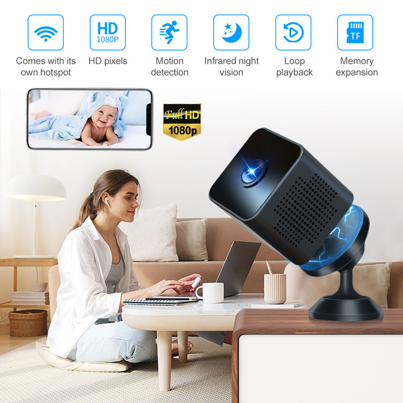 Wireless WiFi Sports DV Security Camera 1080P Black Plastic