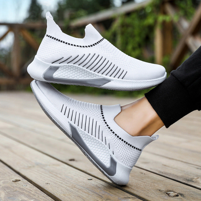 Baskets Respirantes sans Lacets Flyknit Chaussures de Course Légères