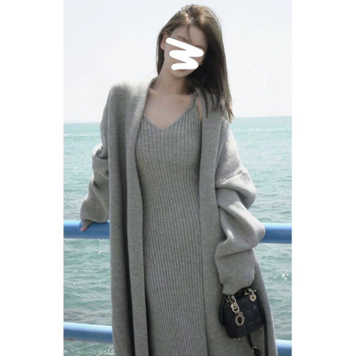 Ensemble gilet-cardigan et nuisette en tricot pour femme