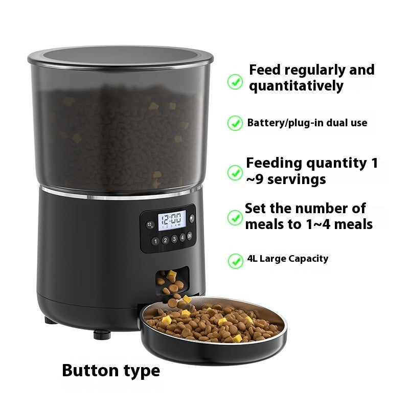 4L Black Smart Automatic Pet Feeder with App Control