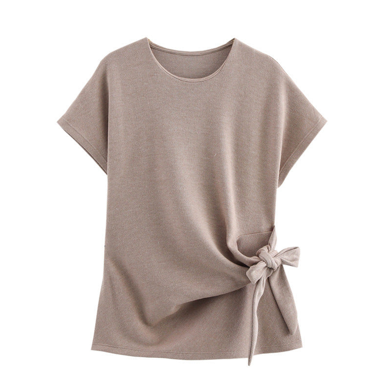 Ensemble haut et jupe mi-longue à détails noués pour femme