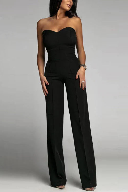 Women's Slim-Fit Sleeveless Geometric Tube Top Jumpsuit