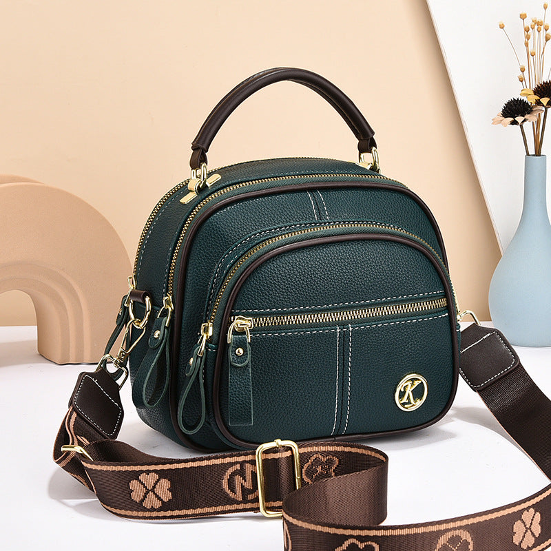 Sac bandoulière carré polyvalent pour femme avec plusieurs fermetures éclair et une bandoulière