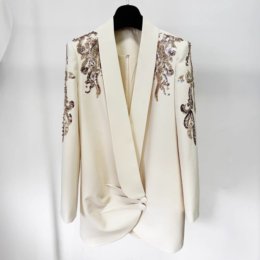 Heavy Industry Beads Diamond Green Fruit Collar Dress Suit Skirt