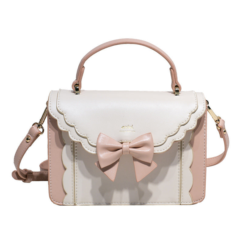 Sac à bandoulière carré en PU style nœud pour femme 21x15x9.5cm