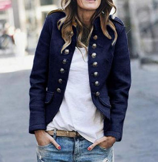 Cotton Button Blazer in Asian Sizes S-XL