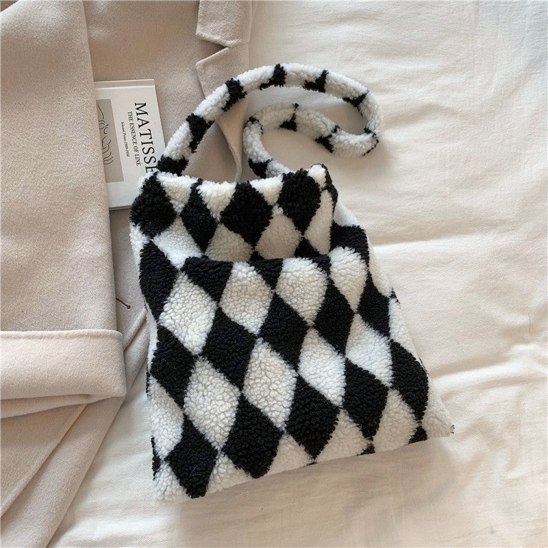 Grand sac shopping en peluche d'hiver pour femmes