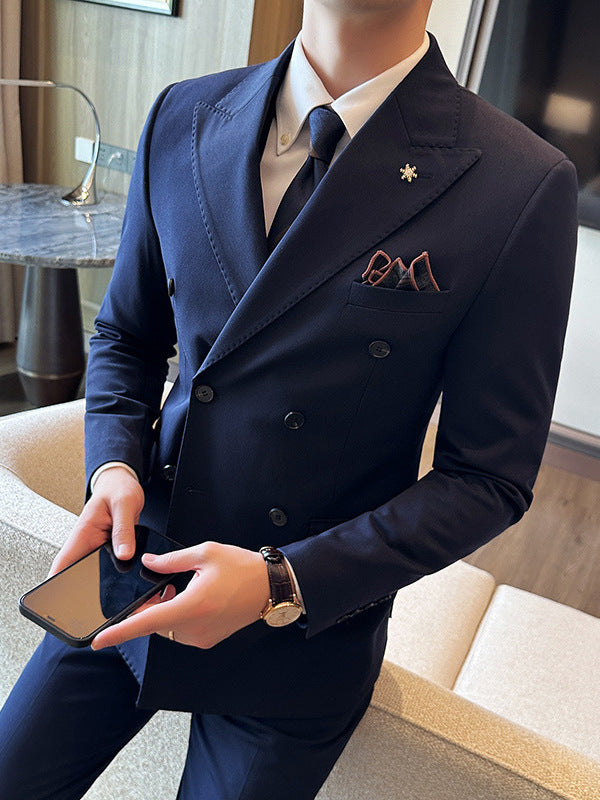 Ensemble deux-pièces ajusté chic décontracté pour homme