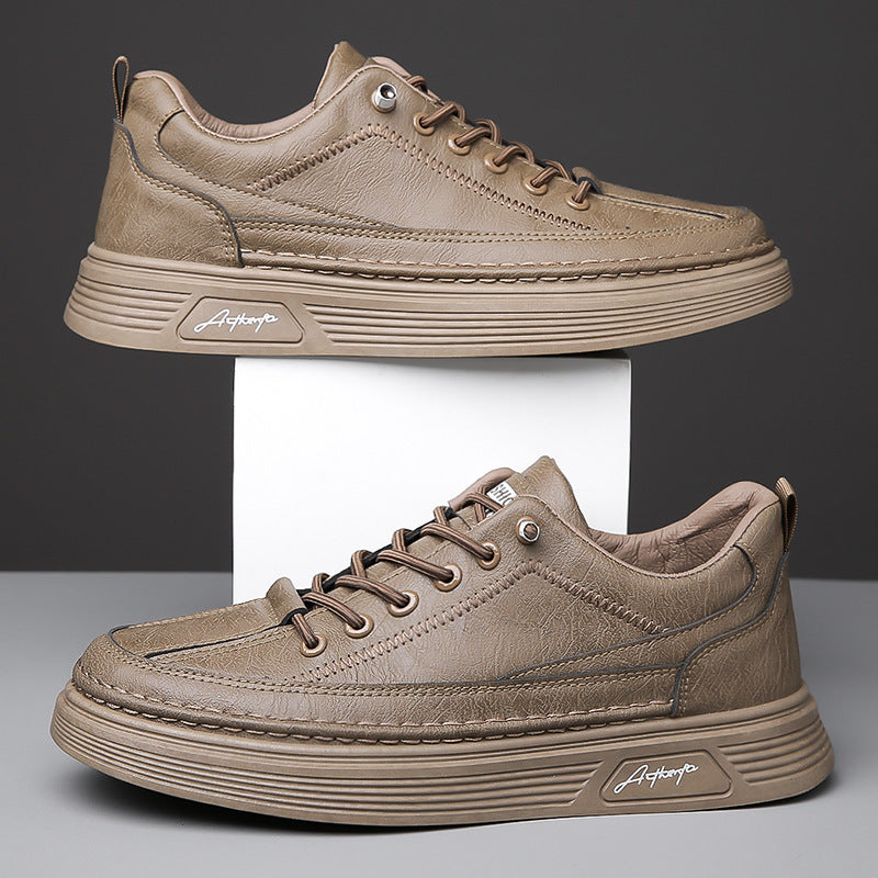 British Style Casual Low-Top Men's Shoes in Black, Gray & Khaki