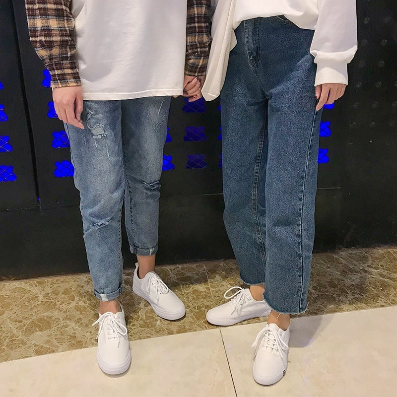 Chaussures de sport et de danse en toile à lacets pour hommes - Blanc et noir, tailles 39-45