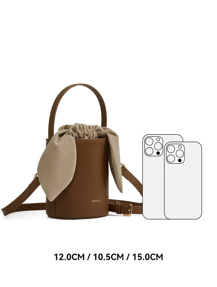 Sac Seau en Peau de Vache pour Femme, Sac à Bandoulière Cylindrique