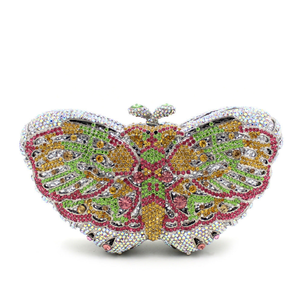 حقيبة يد بحزام على شكل فراشة مرصعة بالماس والراين مصنوعة يدوياً 18x12x6 سم