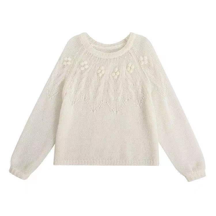 Pull rétro en mohair blanc de haute qualité pour femme