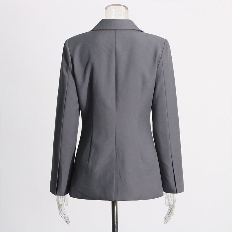 Blazer à col en V, lacé et à simple boutonnage pour femme
