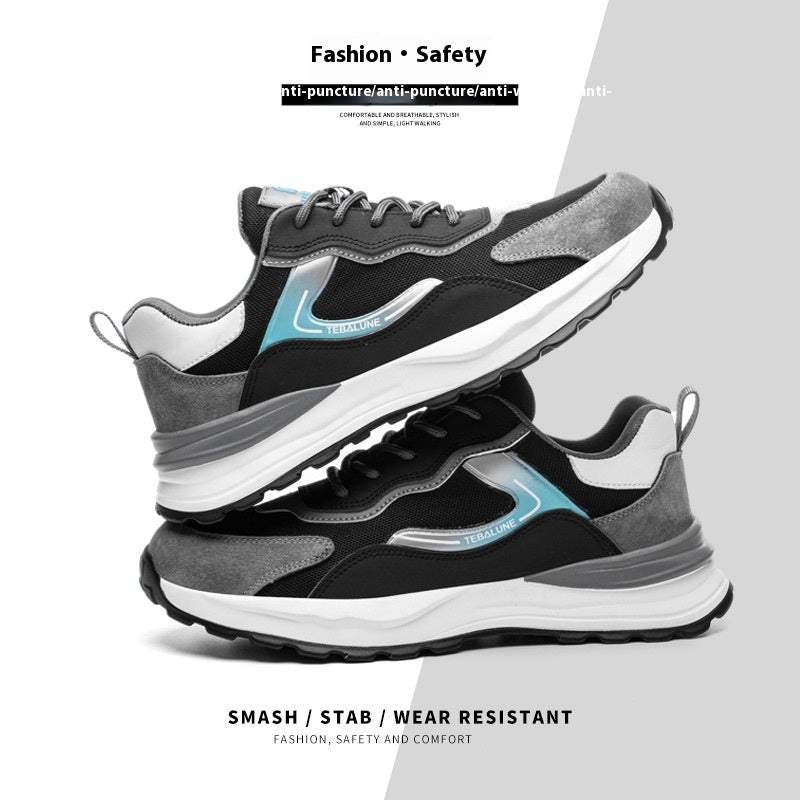 Men's Breathable Low Top Work Shoes with Anti-Smash, Anti-Puncture, Anti-Slip, Wear-Resistant Features