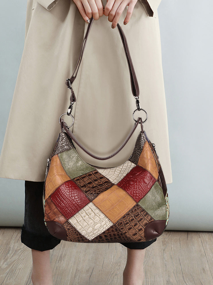 Women's Large Genuine Leather Shoulder Tote Bag 31x12x25cm