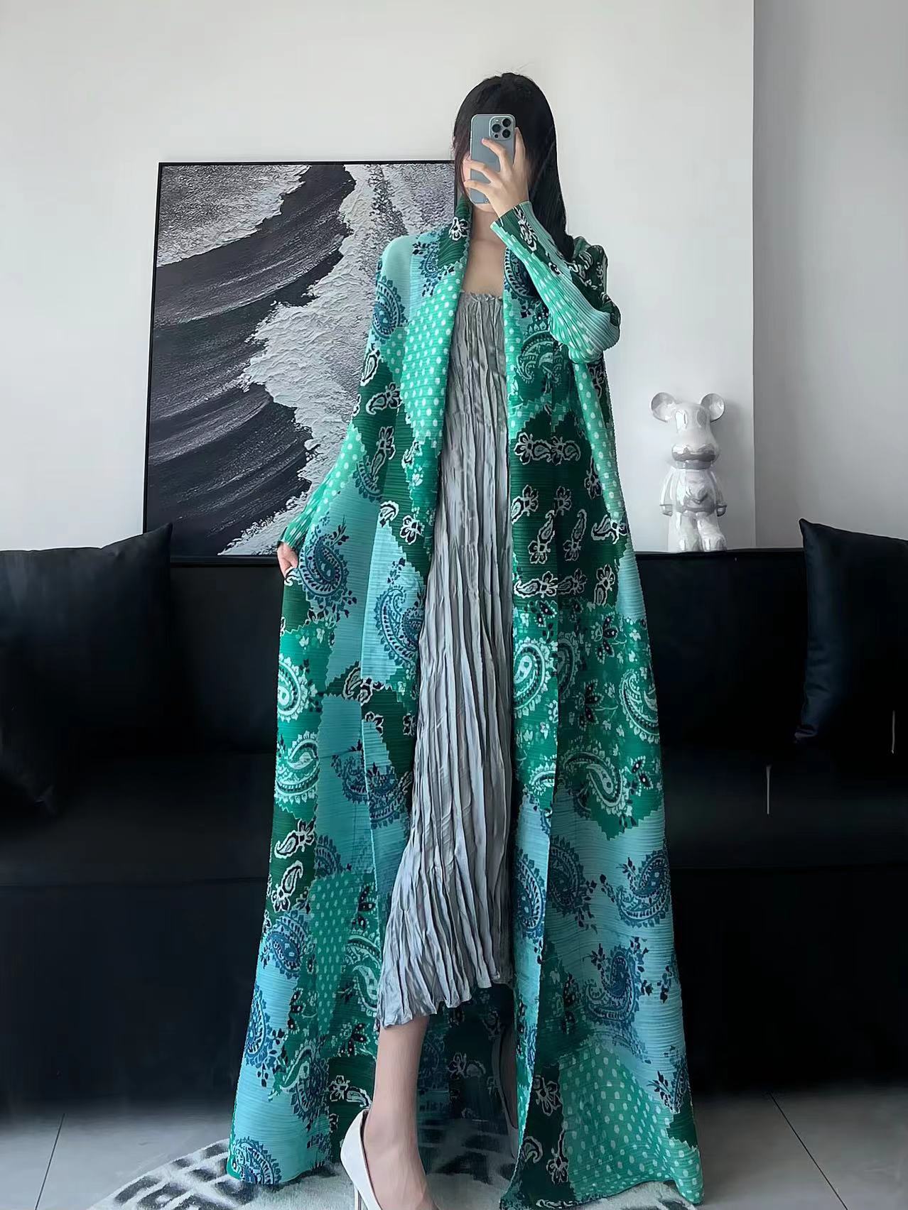 Pleated Print Fashionable All-match Lace-up Loose Arabian Abaya Robe