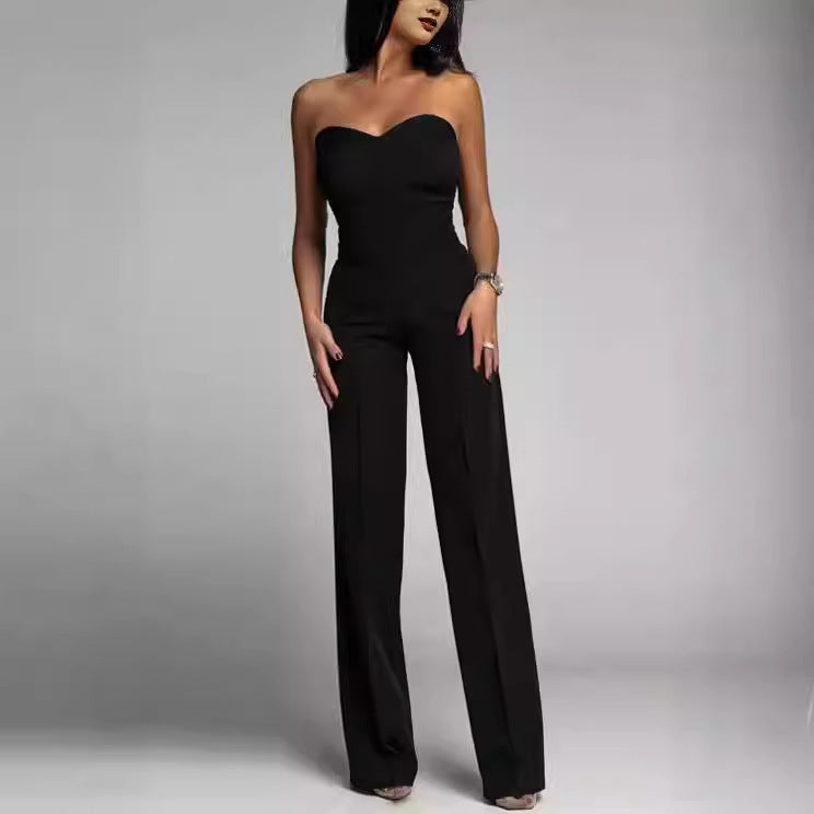 Women's Slim-Fit Sleeveless Geometric Tube Top Jumpsuit