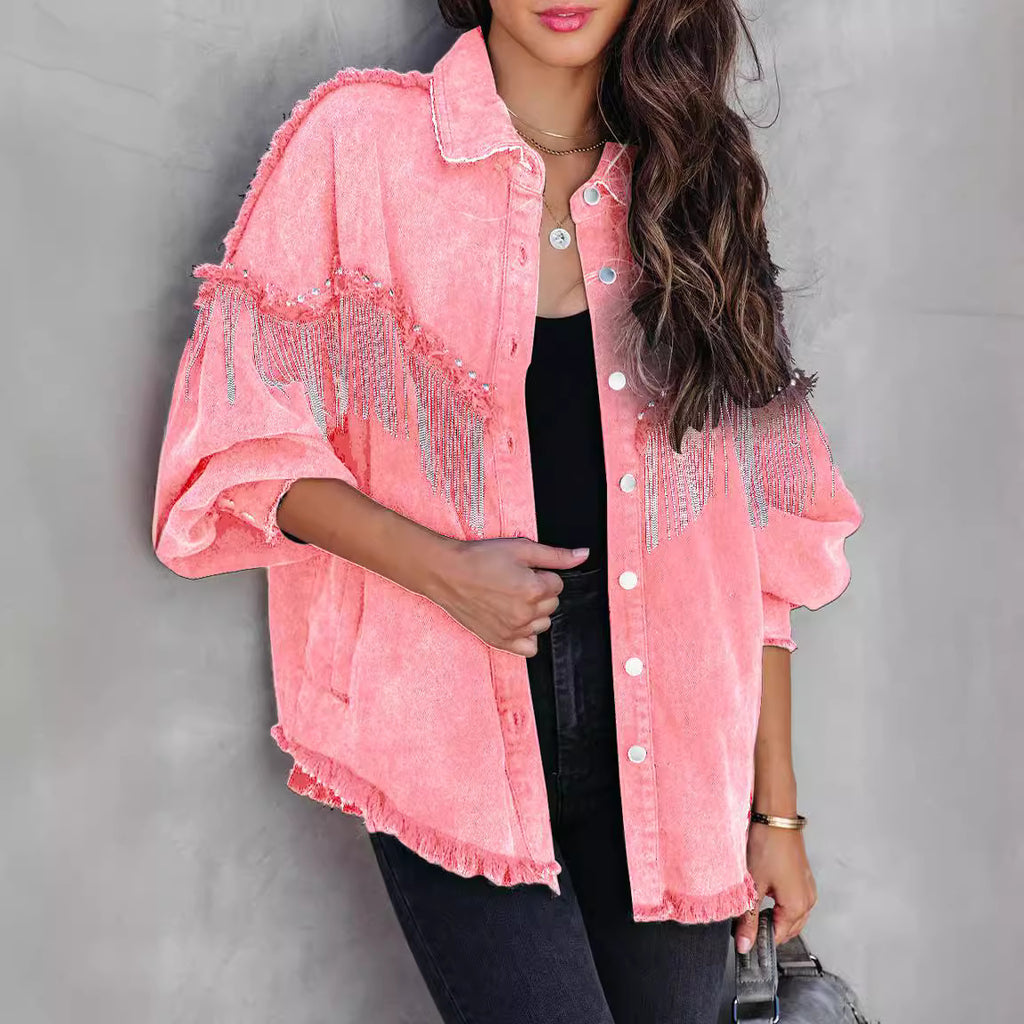 Heavy Industry Chain Rivet Single-Breasted Street Fashion Coat