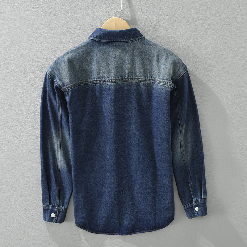 قميص رجالي فضفاض كاجوال باللونين الأزرق والبني، مقاسات M-XXXL