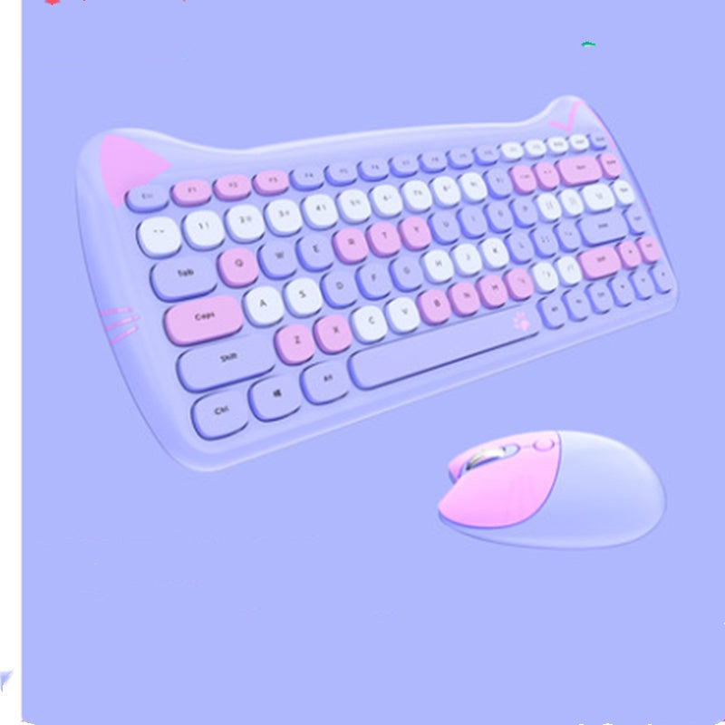 Gezzer Cute Girl Wireless Keyboard Mouse Set Macaron Jelly Slim Mute Portable Office