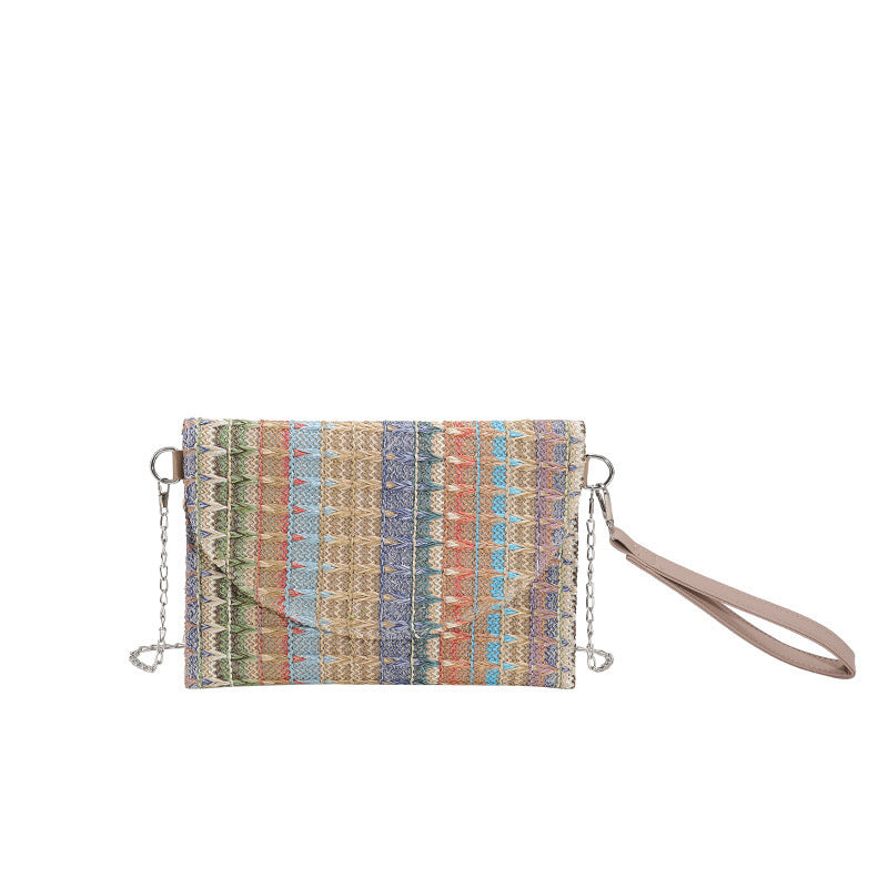 Sac à bandoulière tissé en PU de style ethnique décontracté pour femme