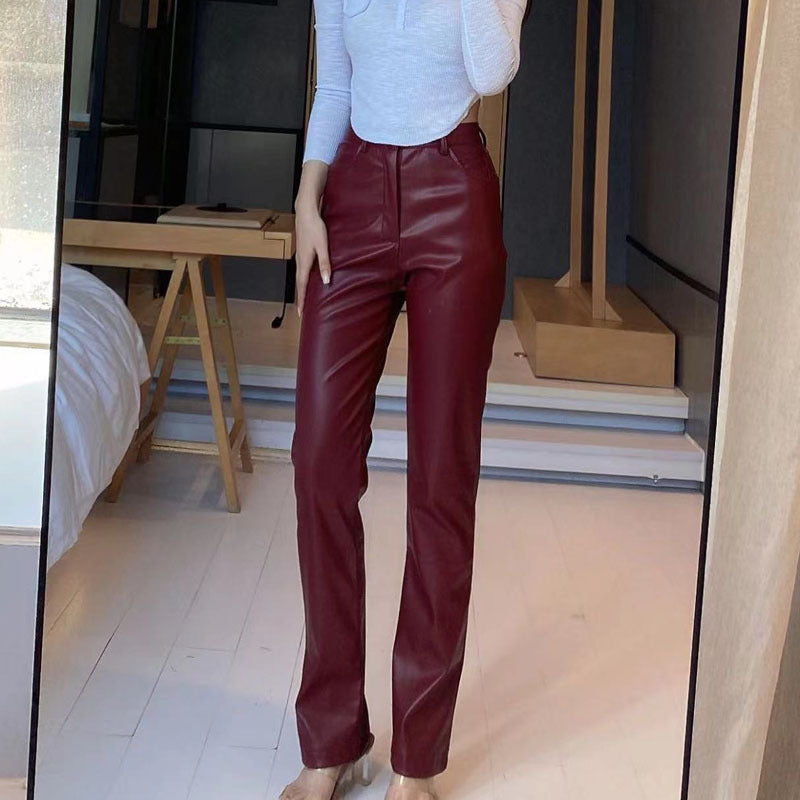 Leggings en cuir PU haute élasticité pour femmes