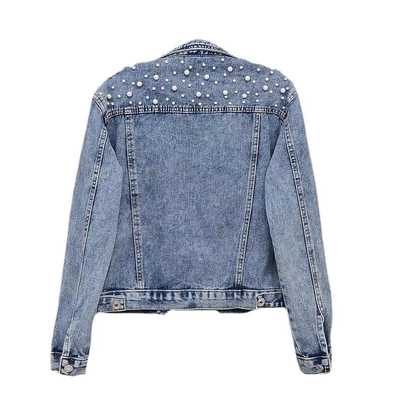 Veste courte en jean perlé, style « Heavy Industry »