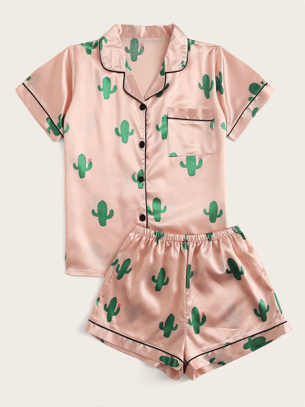 Women’s Household Pajama Set with Lapel Collar in Multiple Colors and Sizes