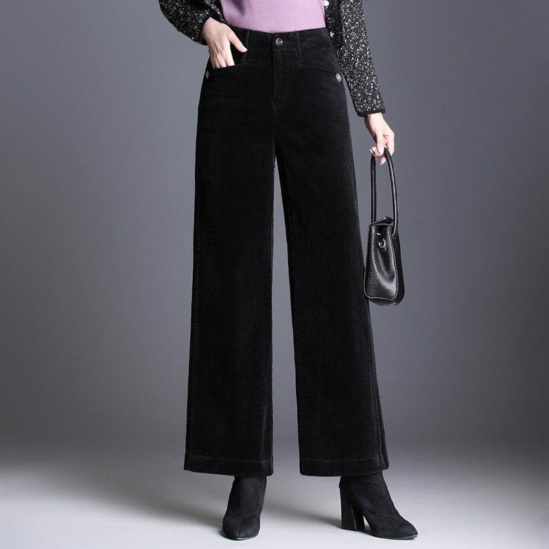 Women's Loose-Fit Velvet-Lined High Waist Casual Pants
