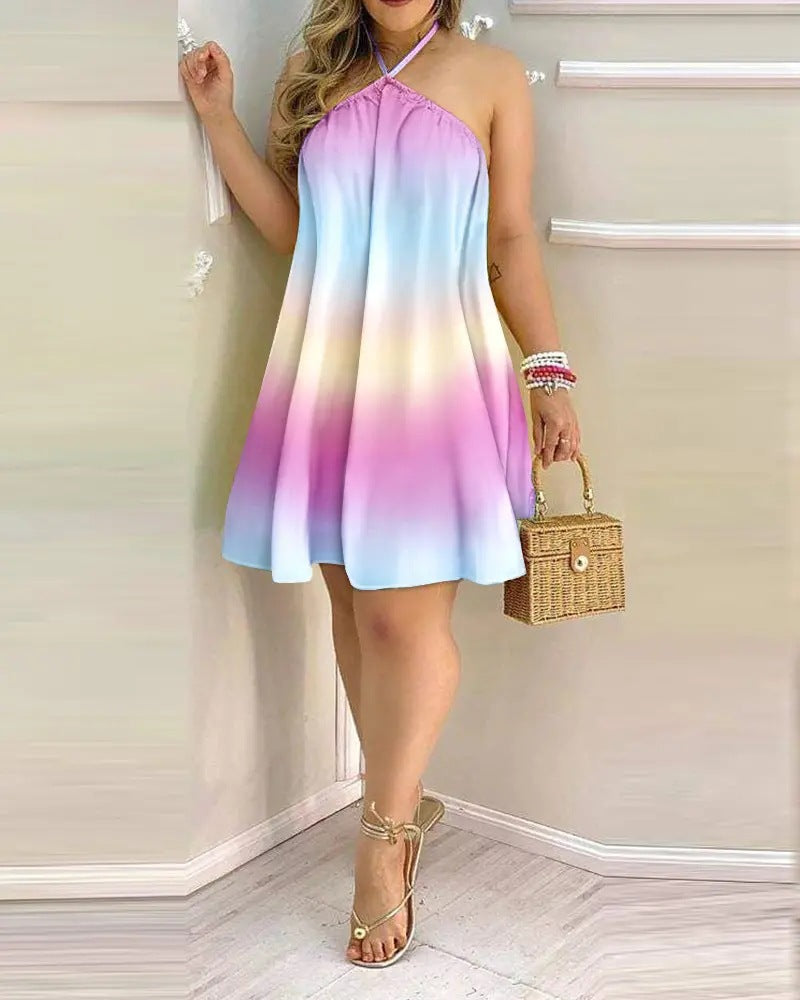 Summer Off-Shoulder Sleeveless Printed Dress for Women