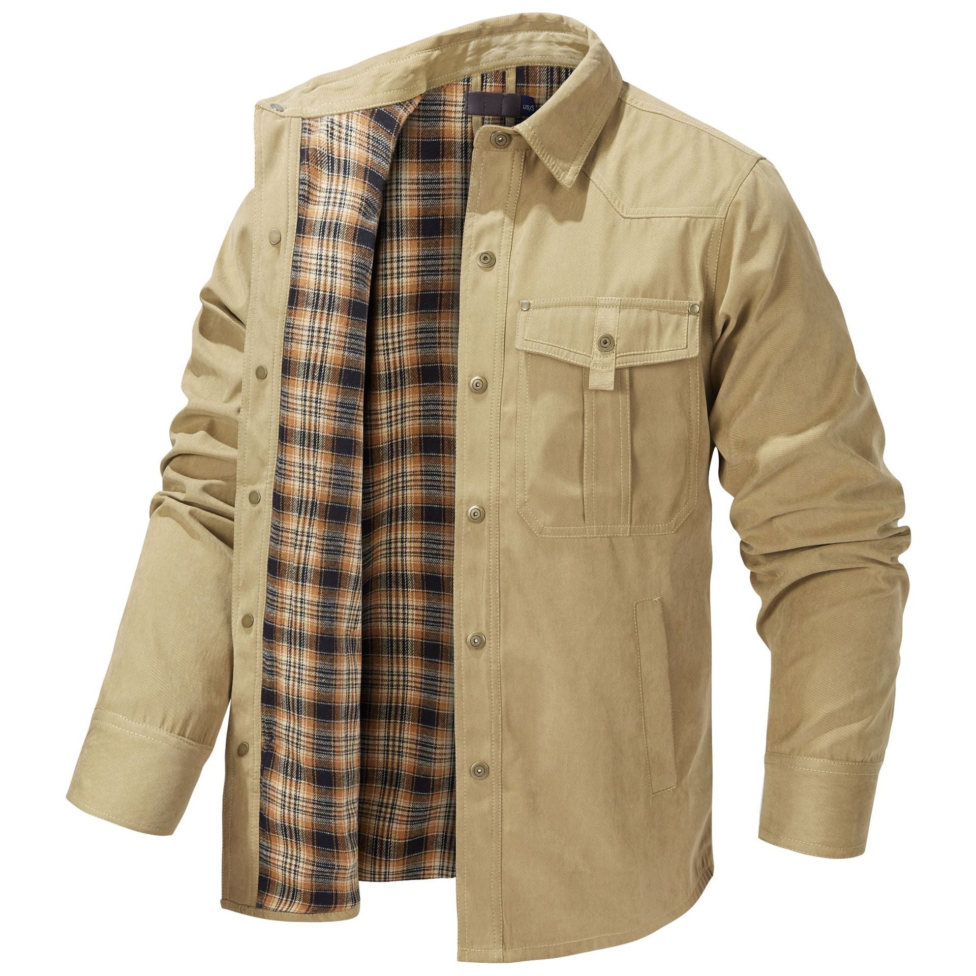 Retro Plaid Flannel Lapel Casual Western Jacket