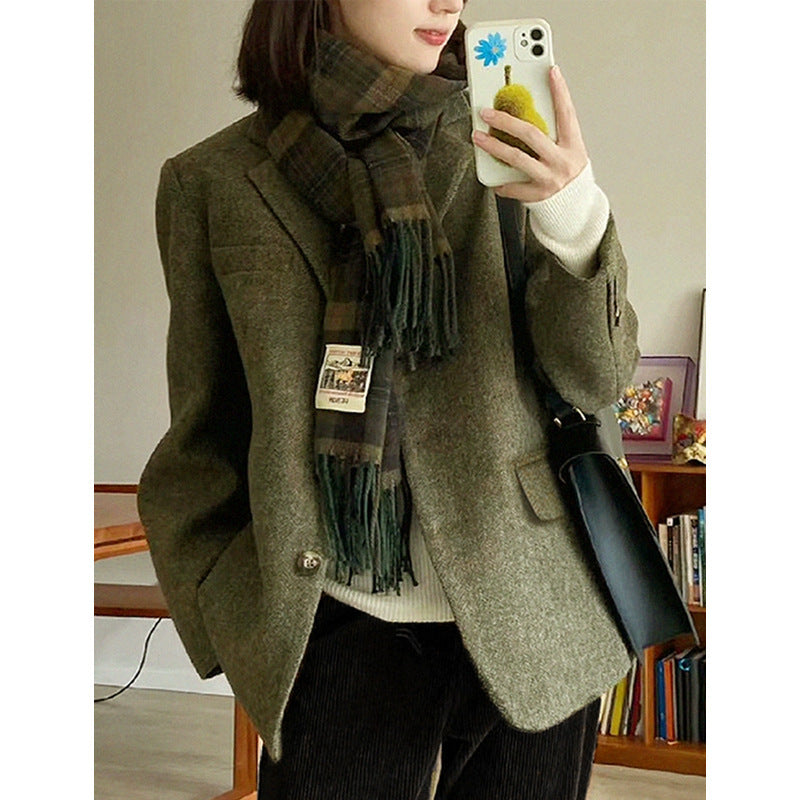 Women's Retro Tweed Herringbone Blazer