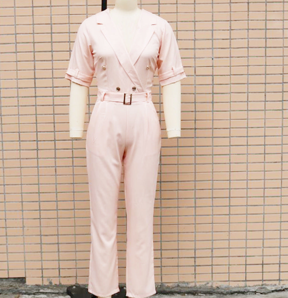 Women's Tailored Collar Slim-Fit Commute Jumpsuit