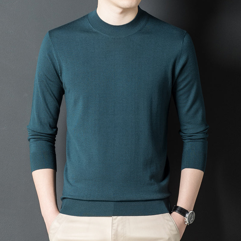 Men's Crew Neck Solid Color Knit Sweater