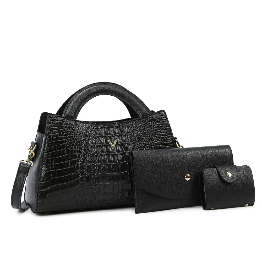 Sac à bandoulière en cuir PU motif crocodile pour femme