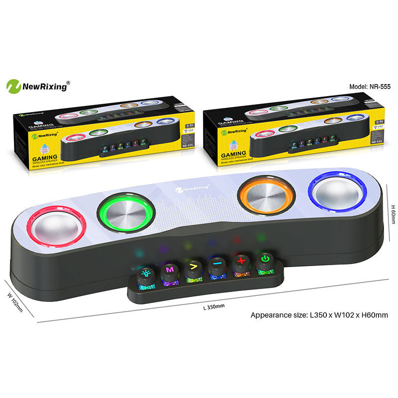 Enceinte Gaming Bluetooth Colorée avec LED et USB, Noire, 350mm