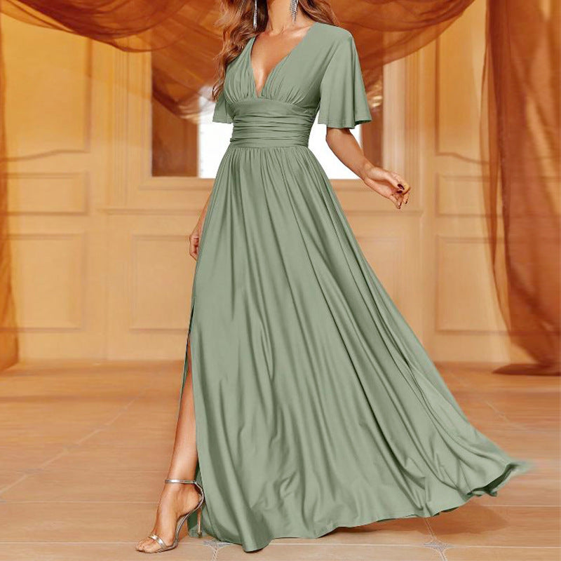 Elegant High-End Sleeveless Long V-Neck Dress for Women
