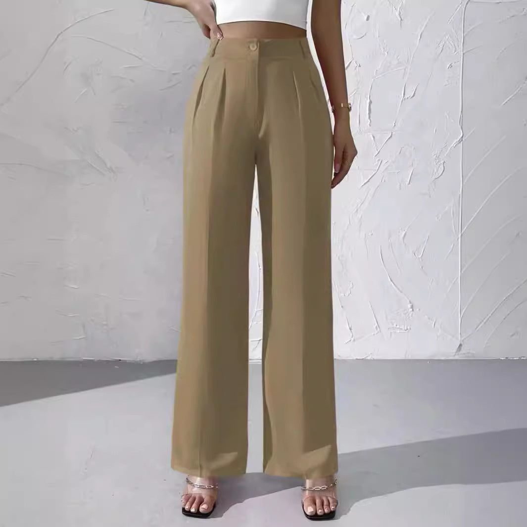 Women's Elegant Solid Color Suit Pants Polyester Micro Elasticity S-XXL