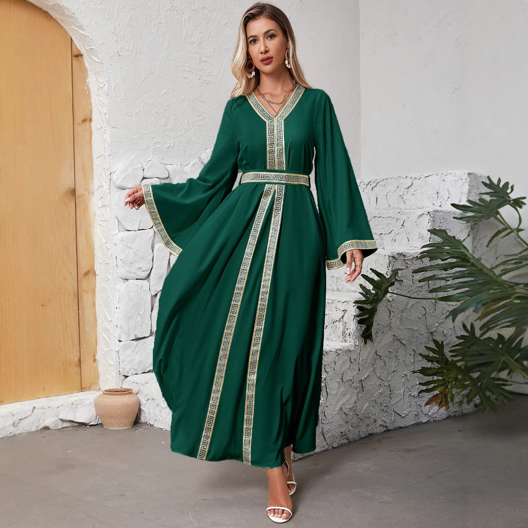 Robe abaya arabe à manches longues tendance