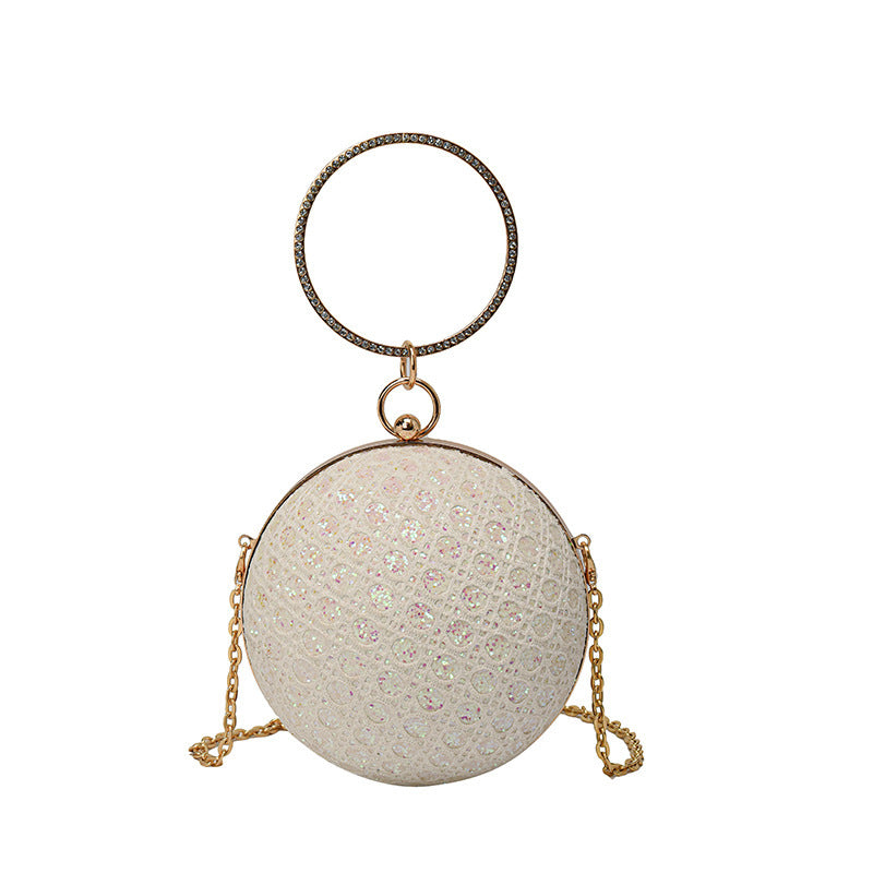 Women's Small Round Crossbody Bag with Chain Strap